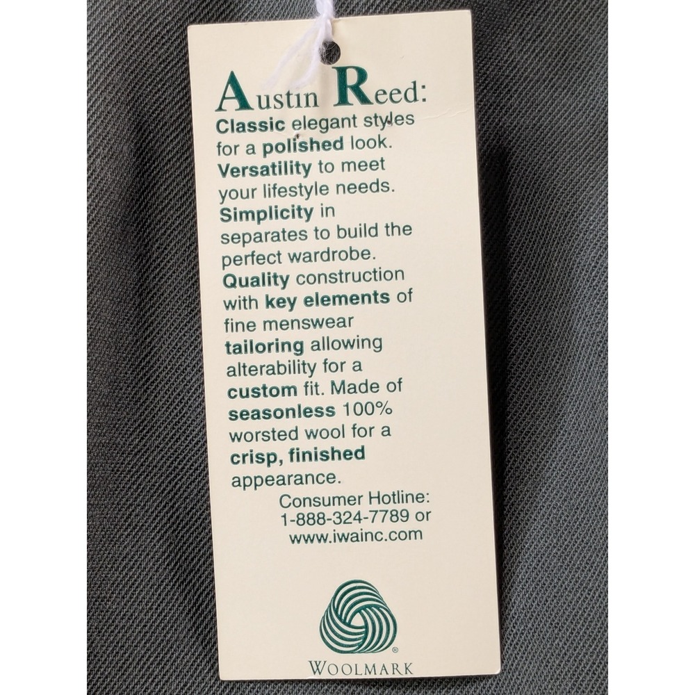 Austin Reed Classics Green 100% Worsted Wool Pleated High Rise Trousers Size 10 - Picture 12 of 14